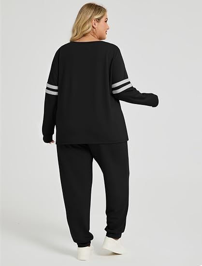 Plus Size Color Block Sweatsuit Set