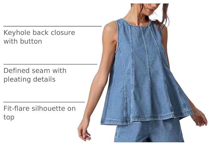 Women's Denim Set – Sleeveless Top & Jean Shorts