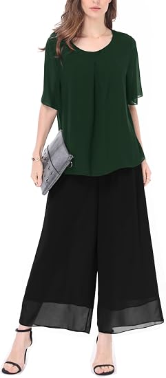 Women's 2-Piece Chiffon Pantsuit Set