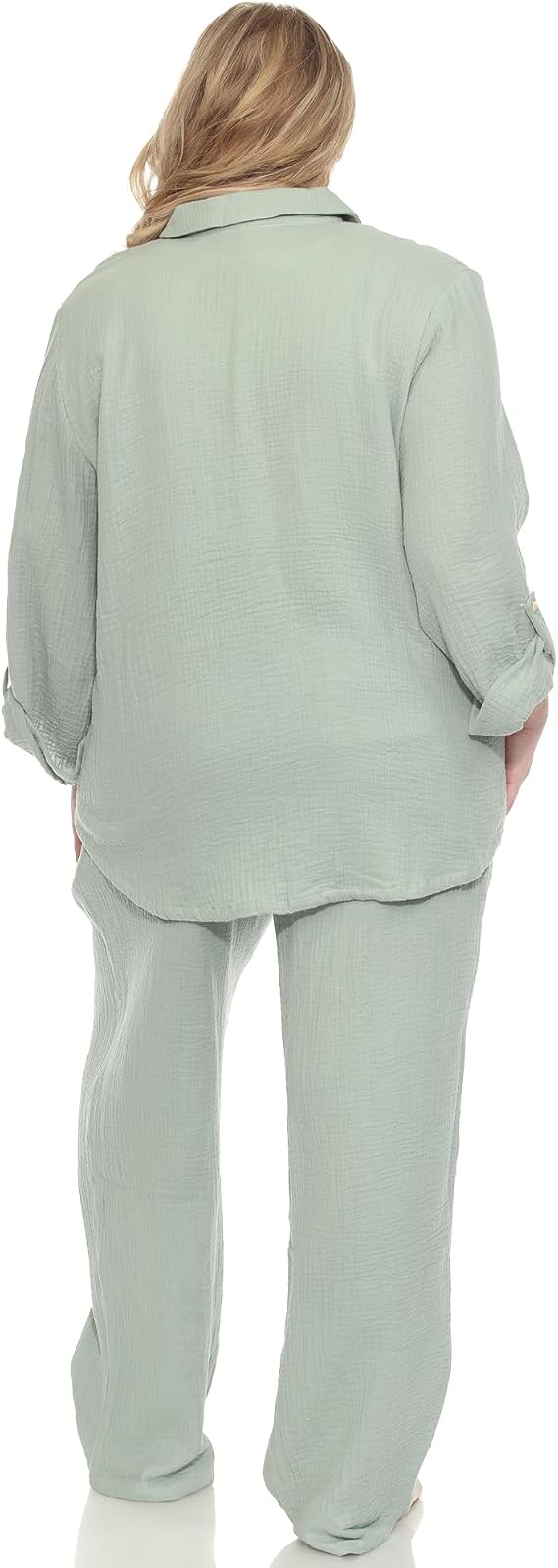 Plus Size Cotton Linen Lounge Beach Set – White Mark