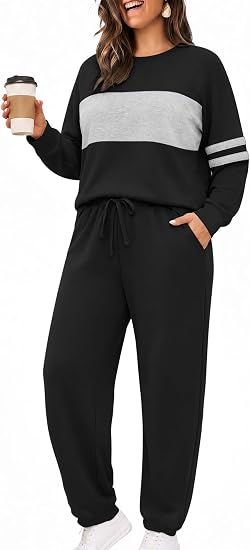 Plus Size Color Block Sweatsuit Set