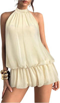 Backless Ruffle Bubble Hem Halter Mini Dress