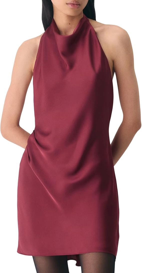 Satin Halter Neck Mini Dress