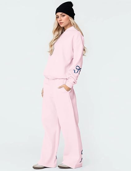 Bow Graphic Hoodie & Sweatpants Set