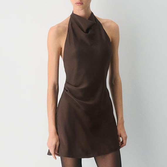 Satin Halter Neck Mini Dress