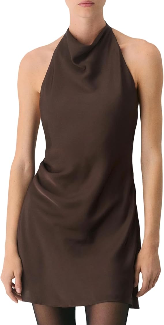 Satin Halter Neck Mini Dress