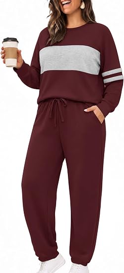 Plus Size Color Block Sweatsuit Set