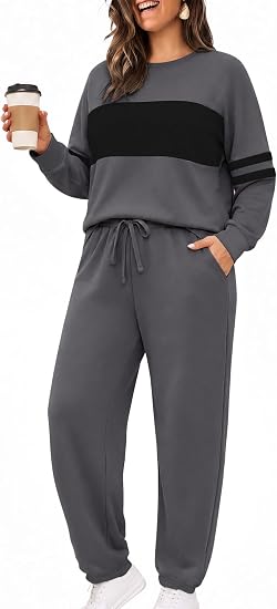 Plus Size Color Block Sweatsuit Set