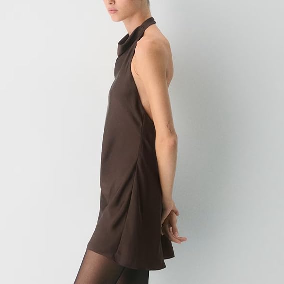 Satin Halter Neck Mini Dress