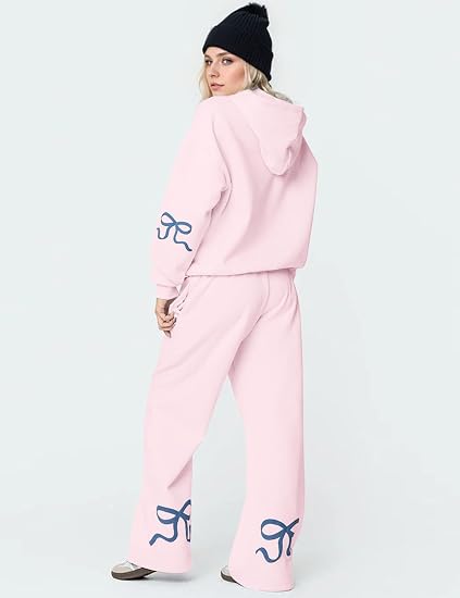 Bow Graphic Hoodie & Sweatpants Set