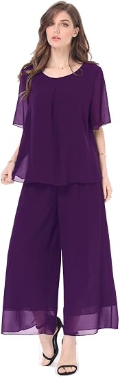 Women's 2-Piece Chiffon Pantsuit Set