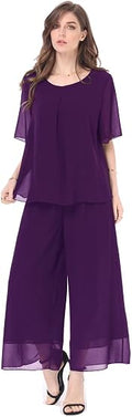 Women's 2-Piece Chiffon Pantsuit Set