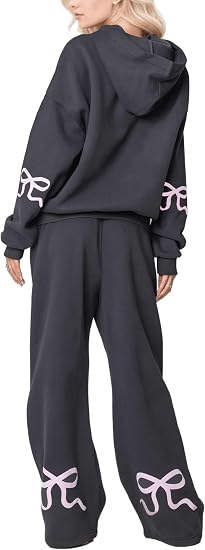 Bow Graphic Hoodie & Sweatpants Set