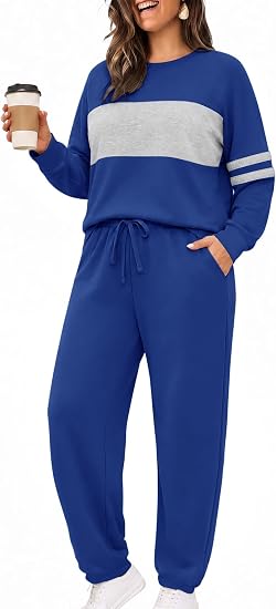 Plus Size Color Block Sweatsuit Set