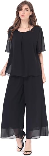 Women's 2-Piece Chiffon Pantsuit Set