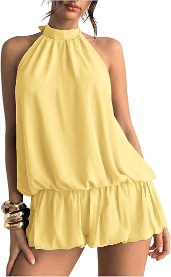 Backless Ruffle Bubble Hem Halter Mini Dress