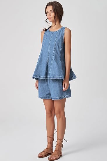 Women's Denim Set – Sleeveless Top & Jean Shorts