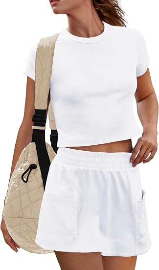 Ribbed Top & Skort 2-Piece Set