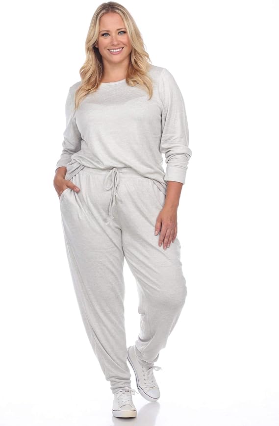 Plus Size 2-Piece Lounge Set – White Mark