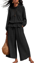 Ruffled Blouse & Wide Leg Pants Set