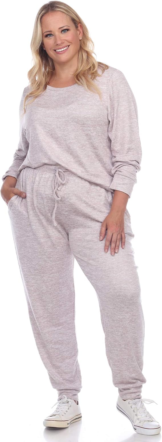 Plus Size 2-Piece Lounge Set – White Mark