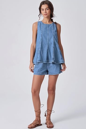 Women's Denim Set – Sleeveless Top & Jean Shorts