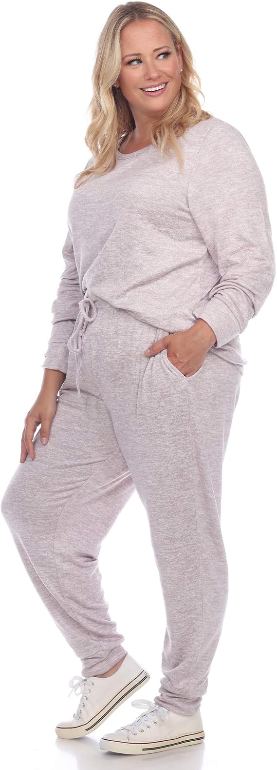 Plus Size 2-Piece Lounge Set – White Mark