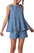 Women's Denim Set – Sleeveless Top & Jean Shorts